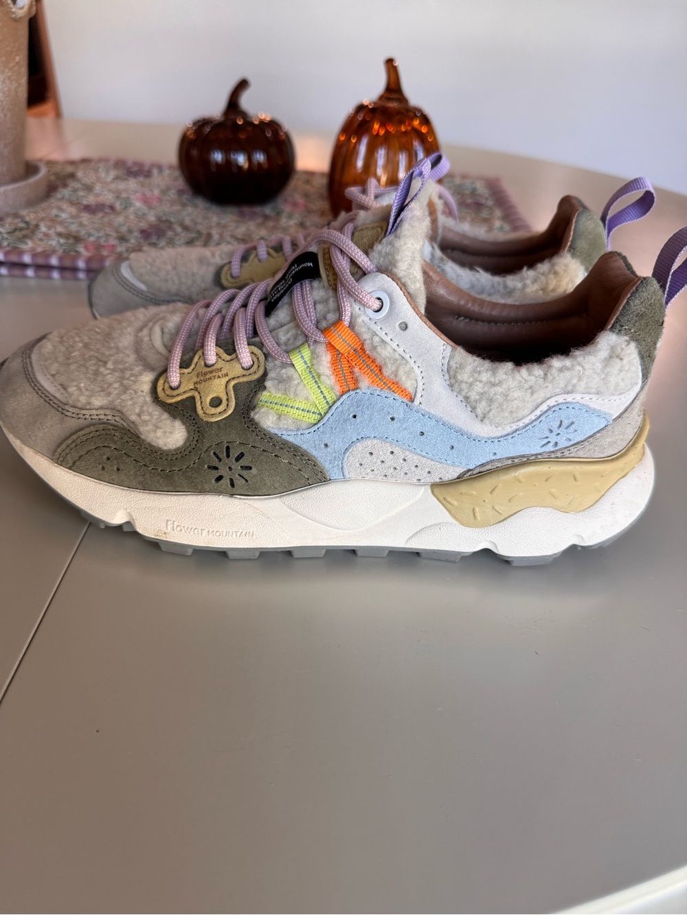 Women’s Flower Mountain Yamano Multi-Color Athletic Sneakers with Shearling Trim